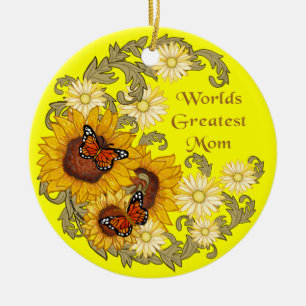 Butterfly Sonnenblume Mama Keramik Ornament