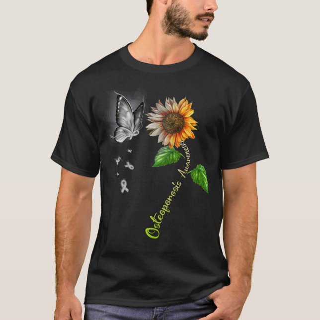 Butterfly Sonnenblume Osteoporose Bewusstsein T-Shirt (Vorderseite)