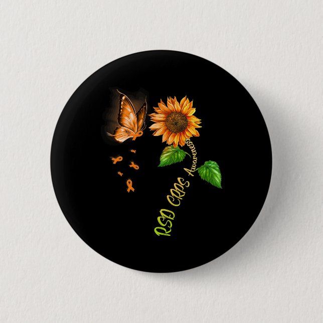 Butterfly Sonnenblume RSD CRPS Bewusstsein Button (Vorderseite)