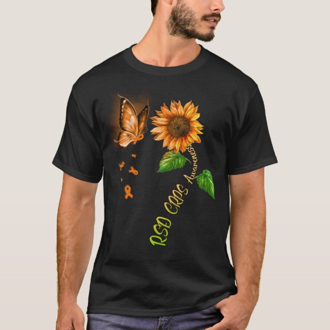 Butterfly Sonnenblume RSD CRPS Bewusstsein T-Shirt (Vorderseite)