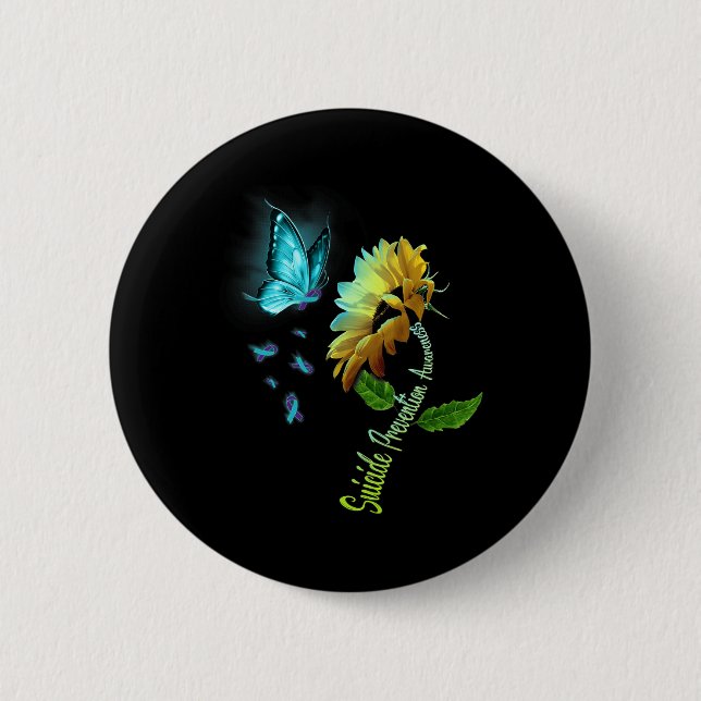 Butterfly Sonnenblume Suizidprävention Bewusstsein Button (Vorderseite)