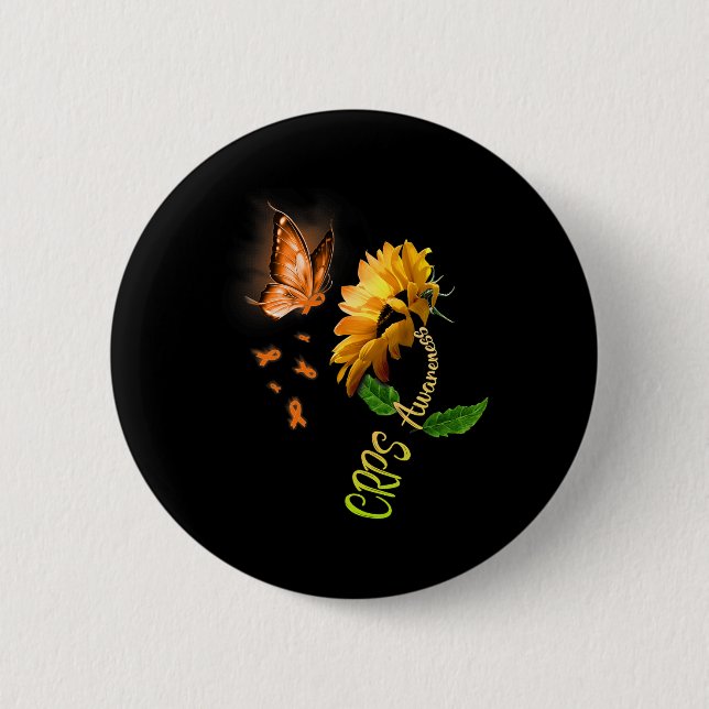 Butterfly Sonnenblumen Crps Bewusstsein Button (Vorderseite)