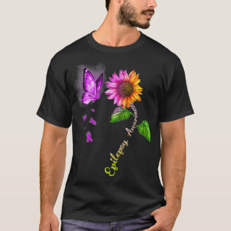 Butterfly Sonnenblumen Epilepsie Bewusstsein T-Shirt