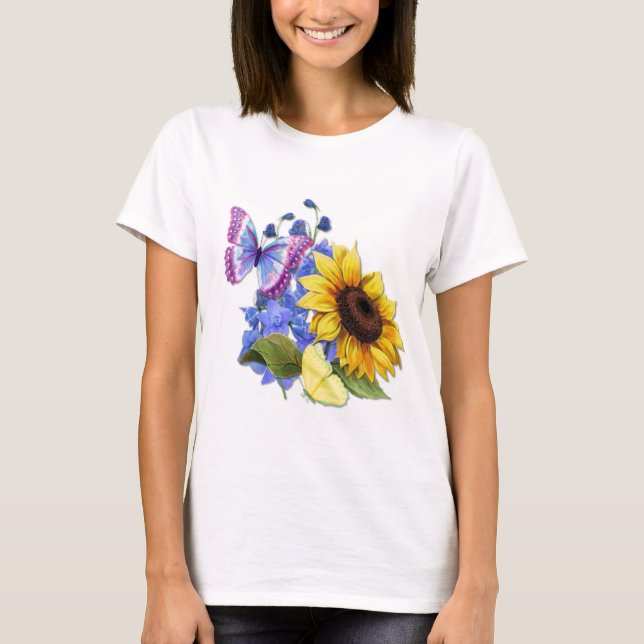 Butterfly Sonnenblumengarten T-Shirt (Vorderseite)