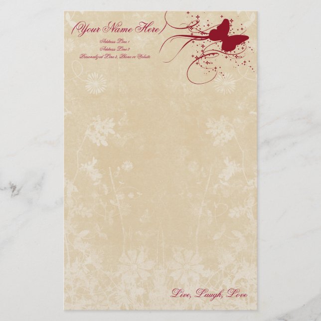 Butterfly Sparkle Personal Stationery Briefpapier (Vorderseite)