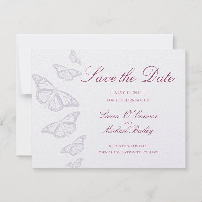 Butterfly Speichern Sie die Datumskarten Save The Date (Vorderseite)