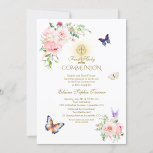 Butterfly Spring Blush Floral Gold Heilige Kommune Einladung