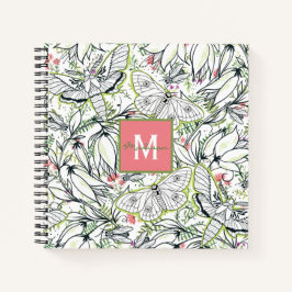 Butterfly Spring Floral Monogram Notizbuch