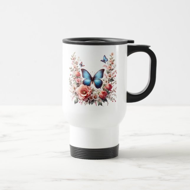 Butterfly Spring Sublimation-96280 Uhr Reisebecher (Rechts)