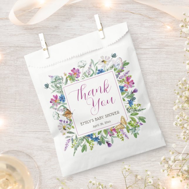Butterfly Spring Wildblume Babyduschzeichen Geschenktütchen (Ausgeschnitten)