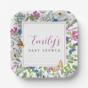 Butterfly Spring Wildblume Babyduschzeichen Pappteller