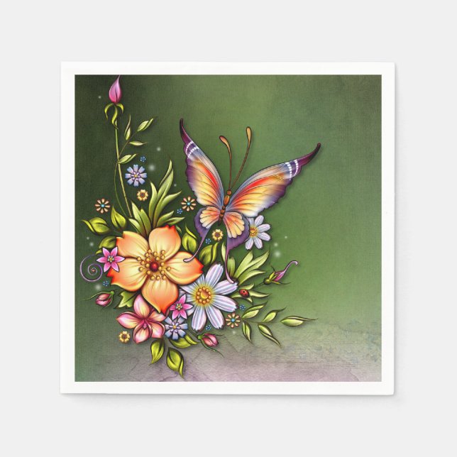 Butterfly Standard Cocktail Napkins Serviette (Vorderseite)