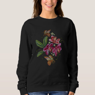 Butterfly-Stickerei Sweatshirt