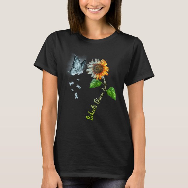 Butterfly Sunflower Behcet s Disease Awareness T-Shirt (Vorderseite)