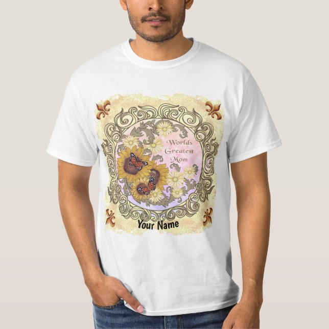 Butterfly Sunflower Custom Mama T - Shirt (Vorderseite)