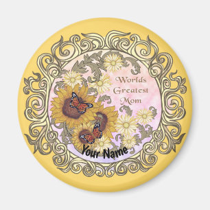 Butterfly Sunflower Mama individuelle Name Magnet