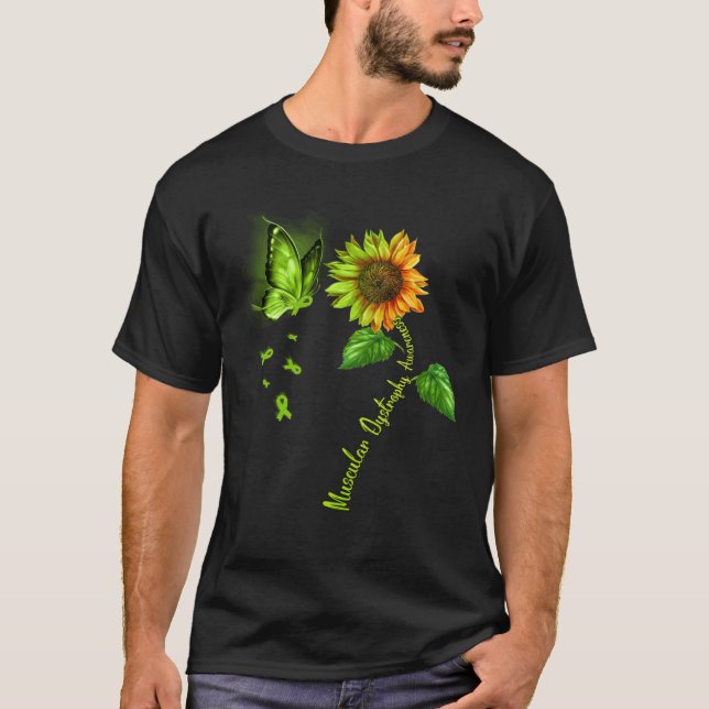 Butterfly Sunflower Muscular Dystrophy Awareness T-Shirt (Vorderseite)