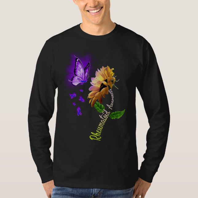 Butterfly Sunflower Rheumatoid Awareness T-Shirt (Vorderseite)