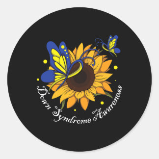 Butterfly Sunflower World Down Syndrome Awareness Runder Aufkleber