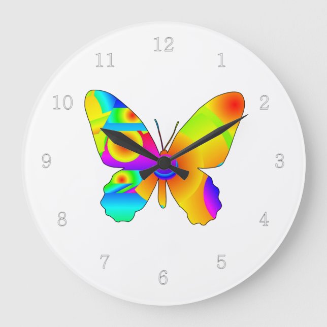 Butterfly Sunrise Große Wanduhr (Vorderseite)