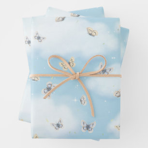 Butterfly Swarm in Dreamy Blue Sky Geschenkpapier Set