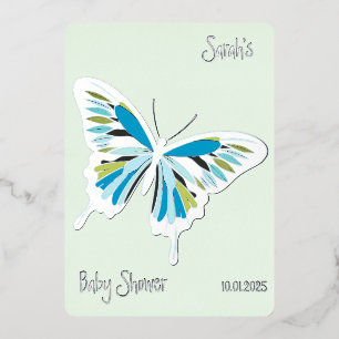 Butterfly Sweet Palette Baby Dusche Silber Folieneinladung