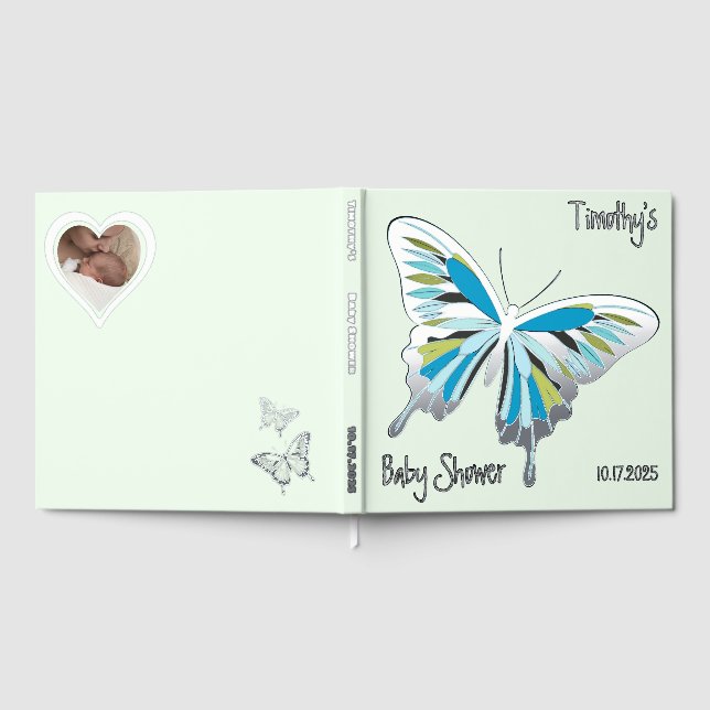 Butterfly Sweet Palette Baby Dusche Silberfolie Gästebuch (Voll)
