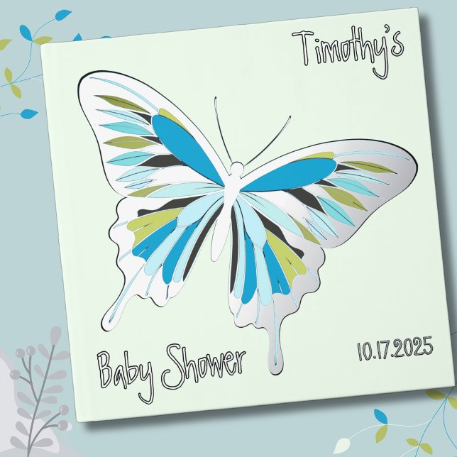 Butterfly Sweet Palette Baby Dusche Silberfolie Gästebuch (Von Creator hochgeladen)