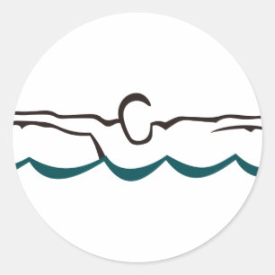 Butterfly Swimmer Runder Aufkleber