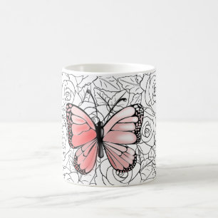 Butterfly-Tasse mit Rose Kaffeetasse