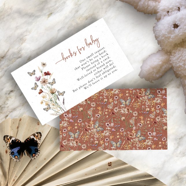 Butterfly Terracotta Bücher für Kinder Begleitkarte (Butterfly Terracotta Boho Floral Books For Baby Enclosure Card by Painted Paperie
)