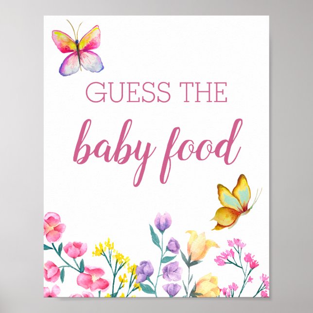 Butterfly Theme Blumengarten Raten Sie das Baby Fo Poster (Vorne)