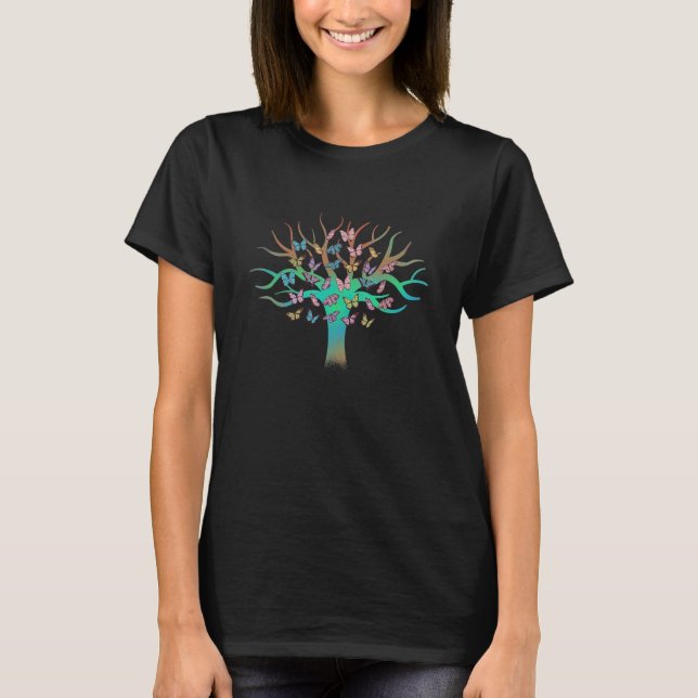 Butterfly Tree Schöne Tierschmetterlinge Tree N T-Shirt (Vorderseite)
