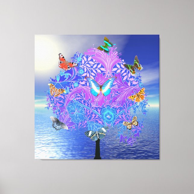 Butterfly Tree Stretched Canvas Print Leinwanddruck (Vorderseite)