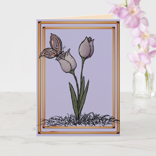 Butterfly Tulips Card Karte (Orchidee)