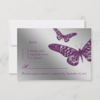 Butterfly UAWG Wedding Repcard Lila RSVP Karte