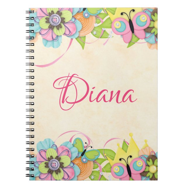 Butterfly und Button Personalisiertes Notebook Notizblock (Vorderseite)
