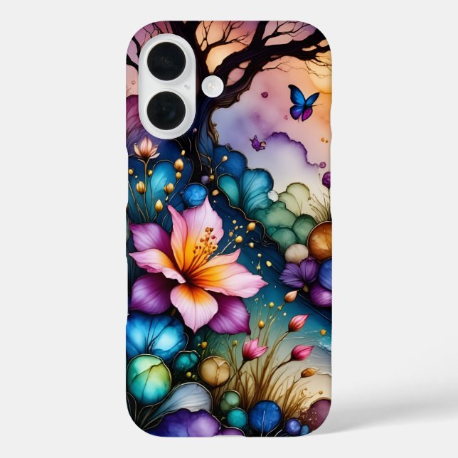 Butterfly und Fantasy-Blume Case-Mate iPhone Hülle (Rückseite)