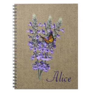 Butterfly und Lavender Blume SpiralNotebook Notizblock