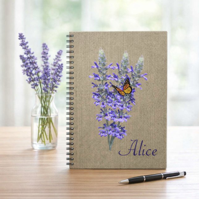 Butterfly und Lavender Blume SpiralNotebook Notizblock (Von Creator hochgeladen)