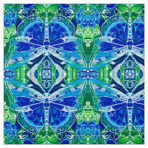 Butterfly und Medallion Batik Muster in Blau Stoff