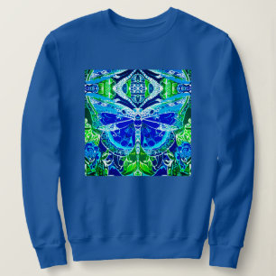 Butterfly und Medallion Batik Muster in Blau Sweatshirt