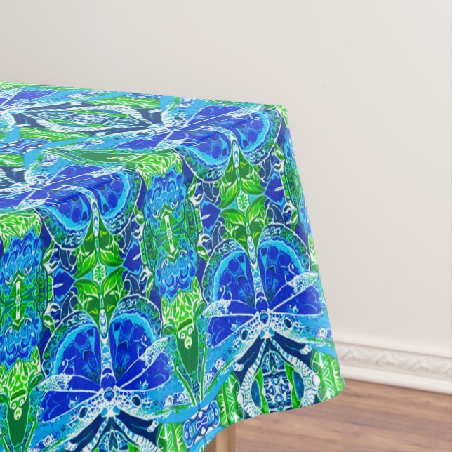 Butterfly und Medallion Batik Muster in Blau Tischdecke (Beispiel)