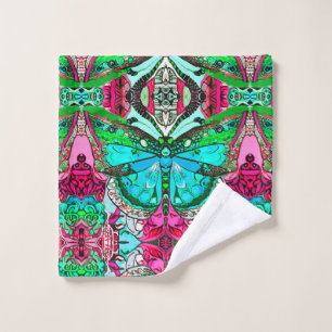 Butterfly und Medallion Batik Muster Türkis Badhandtuch Set