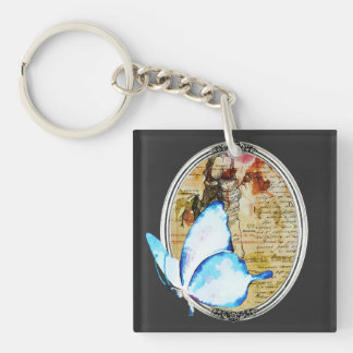 Butterfly und Rahmen für Aquarellbilder Schlüsselanhänger