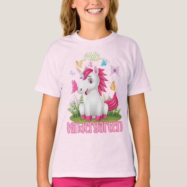 Butterfly Unicorn Kindergarten Zurück zur Schule T-Shirt (Vorderseite)