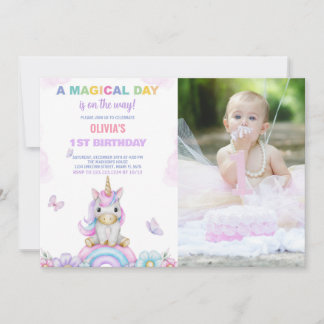 Butterfly Unicorns Geburtstag Einladungen mit Foto