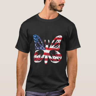 Butterfly US amerikanische Flagge Patriotic 4. Jul T-Shirt