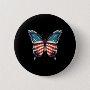 Butterfly-US-Flagge Vintagen Niedlichen Amerikaner Button
