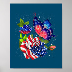 Butterfly USA Flag Niedlich 4. Juli Funny Poster